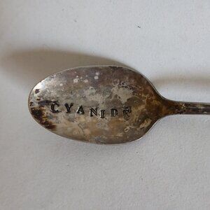 VINTAGE CYANIDE STAMPED SILVER SPOON UPCYLCED GOTHIC ODDITY